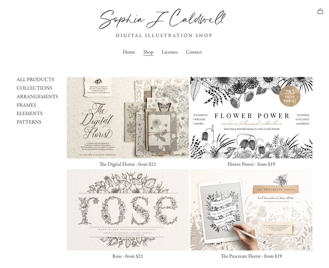 Digital illustration storefront preview